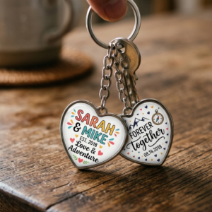 Photo Printed Heartshape Keychain